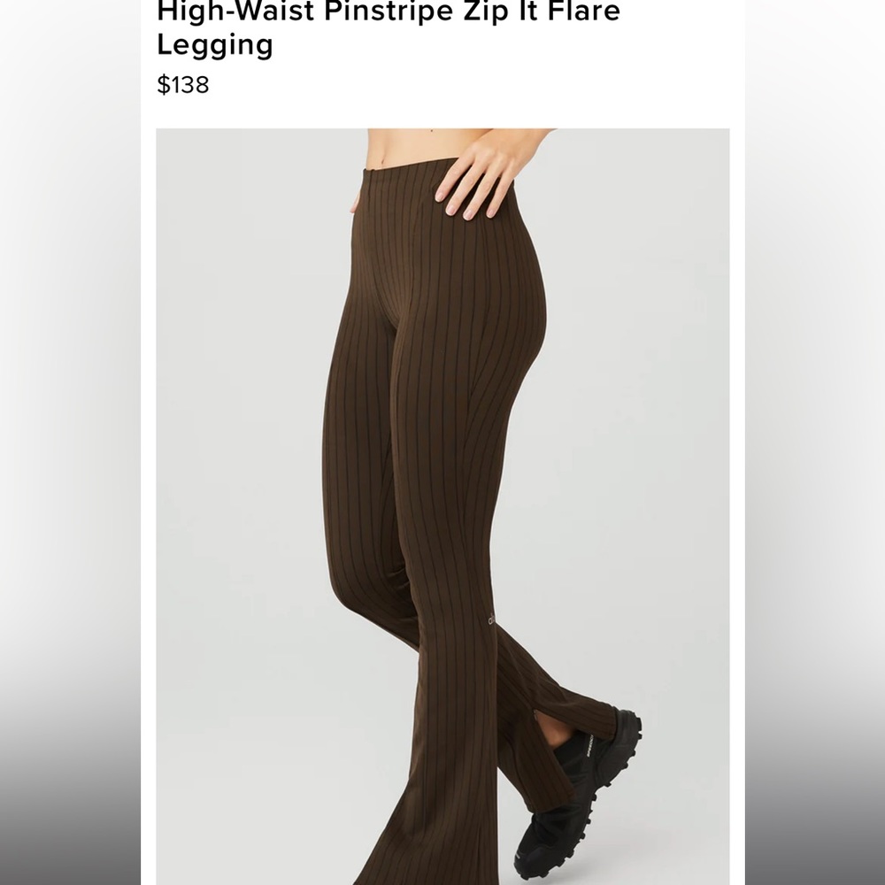 XXS High-Waist Pinstripe Zip It Flare Legging Espresso/ Black LIMITED COLOR